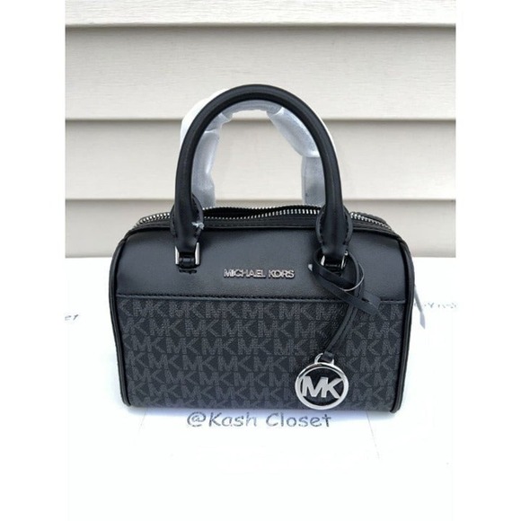 Michael Kors Duffle Crossbody Bag XS Purse MK Signature Black - Picture 1 of 12